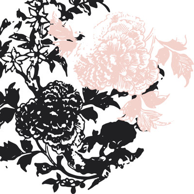 Graphic Black Flower - Wrapped Canvas Painting