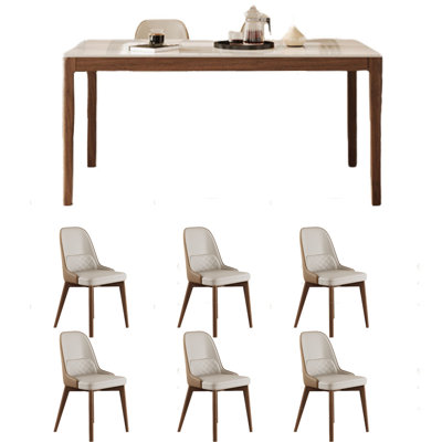 Solid wood granite slab dining table for home use