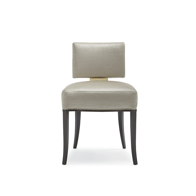Reserved Seating Upholstered Dining Chair, Light Yellow, Bronze/Gold