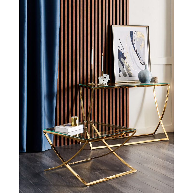 Abidur 120cm Glass Top Console Table