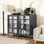 Armoire de rangement multimédia haute de 35,8 po avec roulettes, meuble télé stéréo AV avec 4 tablettes et porte réglables en verre, structure en acier robuste pour le salon, assemblage facile