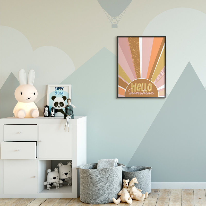 Rayons de soleil à motif Hello Hello, H 30 po x l 24 po x P 1,5 po, Giclée encadrée noir minuit