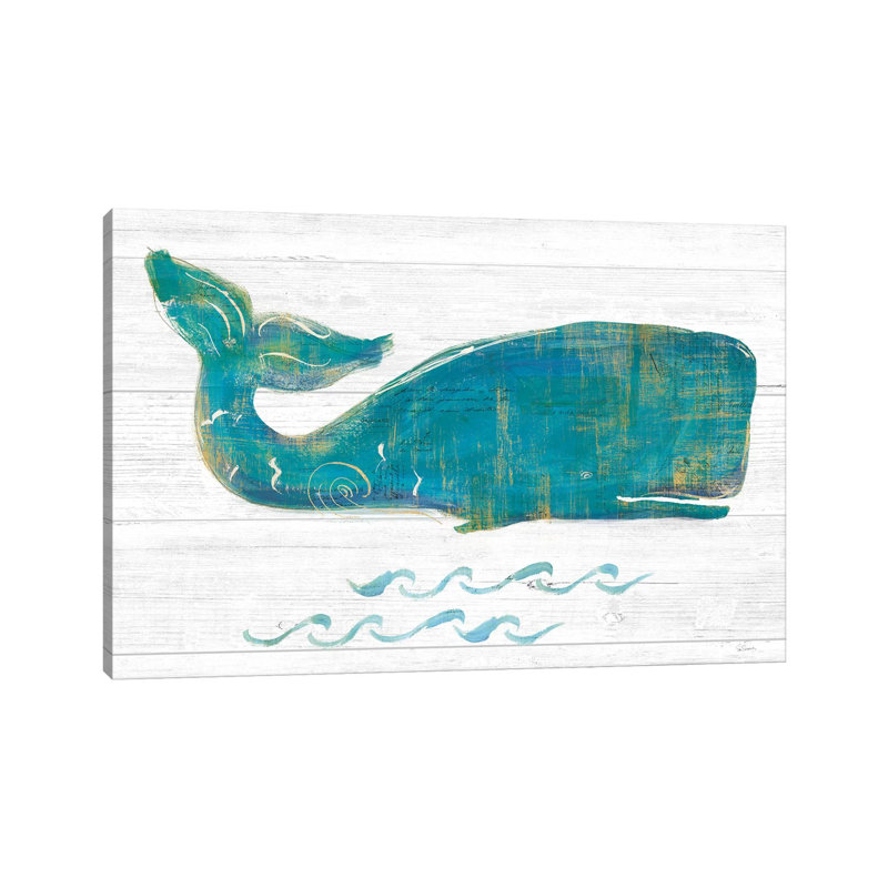 On The Waves I Light Plank by Sue Schlabach - Wrapped Canvas Painting, 30.48 cm H x 45.72 cm W