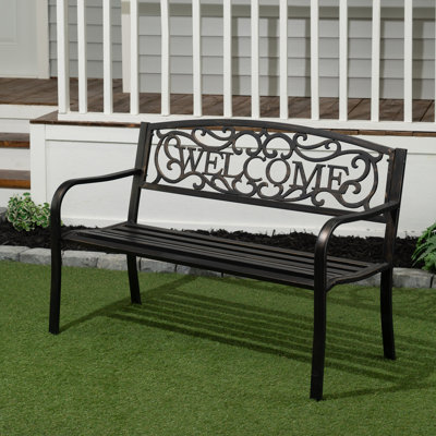 Setser Welcome Metal Garden Bench by August Grove