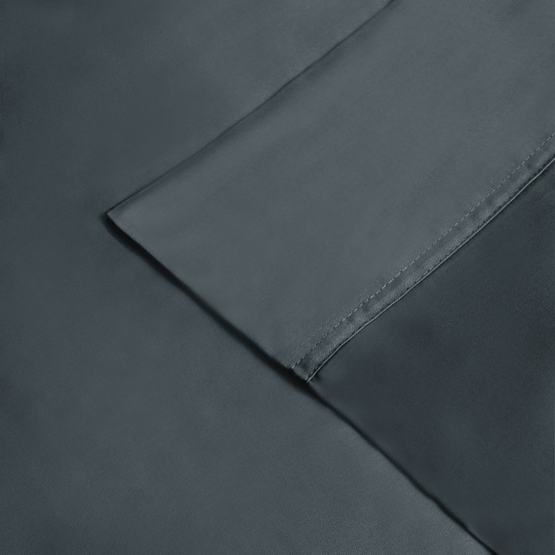 Blue Nile Mills 300 Thread Count Rayon From Bamboo Deep Pocket Bed Sheet Set, Queen Sheet Set with 2 Pillowcases, Charcoal