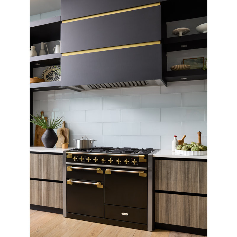AGA Elise 48"W. 6 Cu.Ft. Freestanding Induction Convection Range with Antique Brass Trim, Dual Fuel