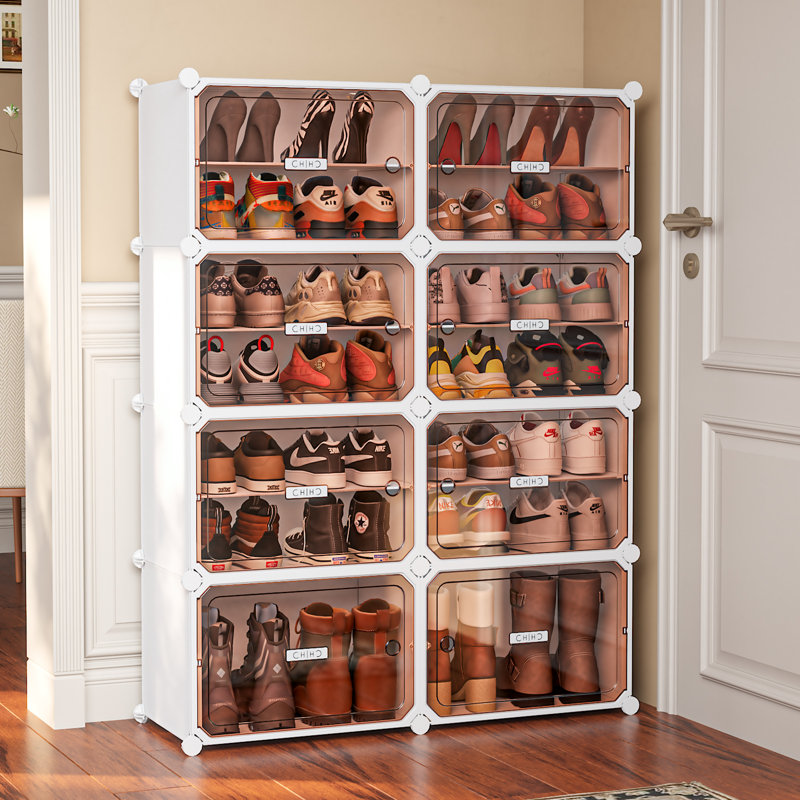 Shoe Rack,Expandable Multi-Functional Shoe Cabinet with Door, Up to 40 Pairs of Shoes., 8 tier