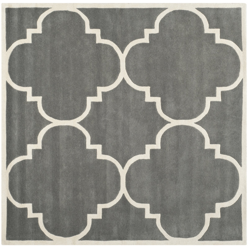 Carolene Hand Tufted Wool Geometric Rug, Square 7'