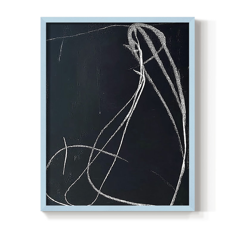 Série ABSTRACT DCxxxiv, reproduction encadrée - bois massif, H 11 po x l 9 po, Bleu