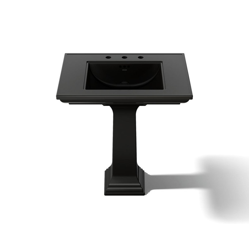Memoirs® Stately 24" Pedestal Bathroom Sink with 4" Centerset Faucet Holes, Black, 8" Centers, 34.75" H x 22.19" W x 30.69" L