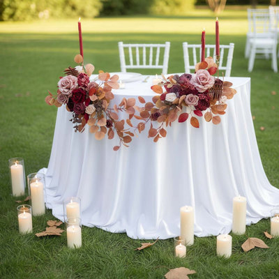 2Pcs Artificial Flower Garland Floral Swags Centerpieces Wedding Arch Flower Greenery Arrangements For Sweetheart Table Wall Window Home Garden Outdoor Decor