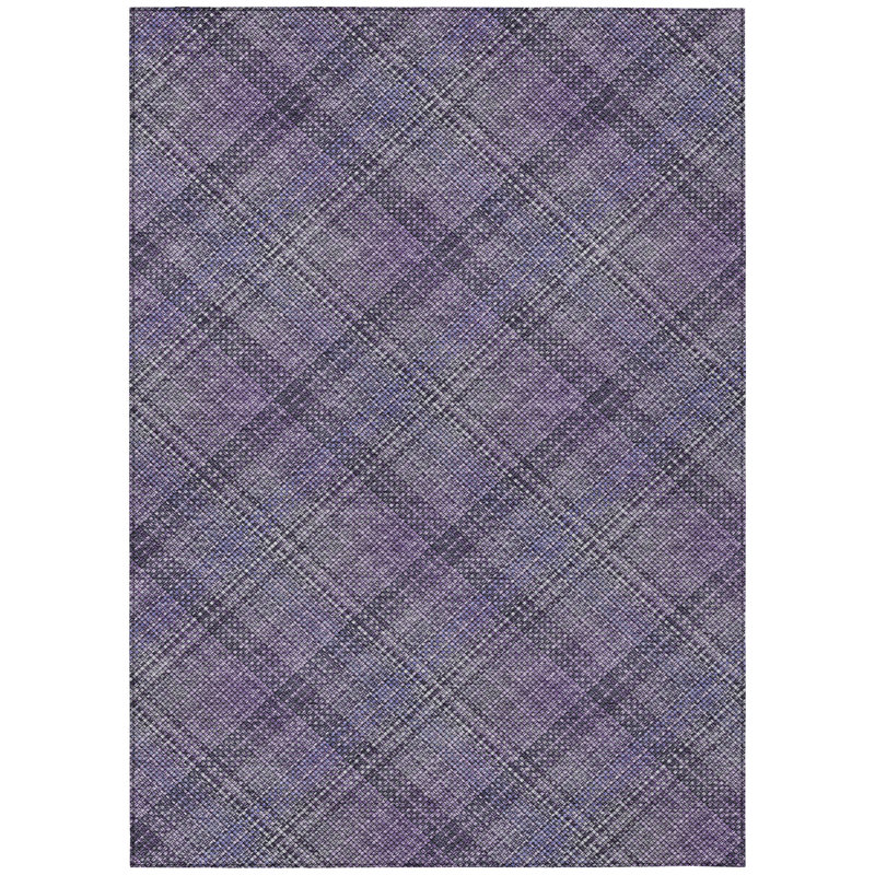 Machine Washable Indoor/Outdoor Chantille ACN2880 Plaid Rug, Plum, 9' x 12'