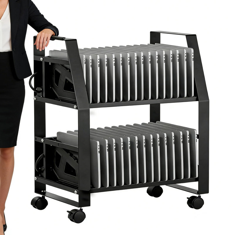 Chariot de charge pour 32 ordinateurs portables jusqu'à 15,6 po, station de charge pour tablettes et bureau