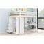 Lit mezzanine double en bois avec garde-robe intégrée, bureau, tablettes et tiroirs, blanc
