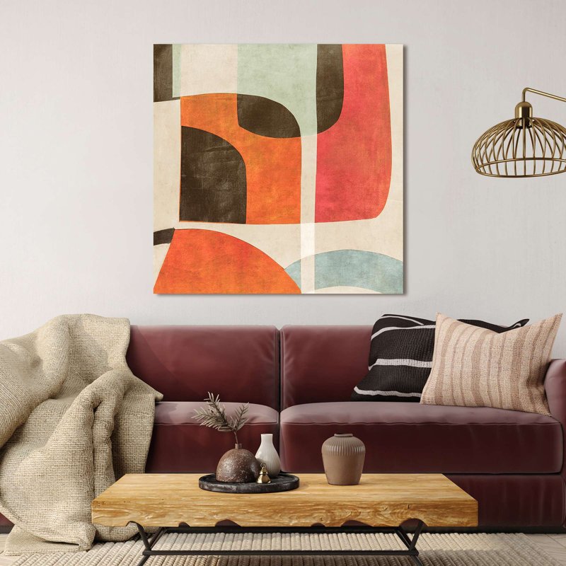 Abstract And Geometric Painting: Road To The Horizon I - Wrapped Canvas Print, 70cm H x 70cm W