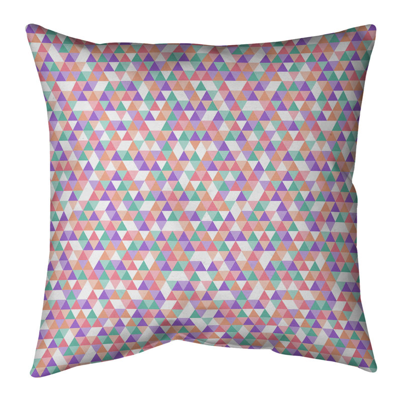 Coussin Triangle, 14 po x 14 po, Polyester / Bourre en polyester, Rose/orange/vert
