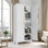 Armoire de rangement 71 po à 2 portes galbées, armoire de rangement en métal avec portes et tablettes réglables, pour chambre à coucher, salon, cuisine (blanc)