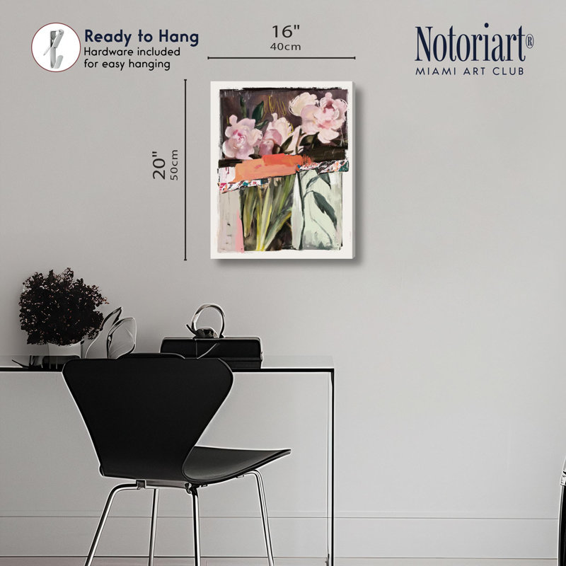 «Floral Aesthetic Floral Decor» par Notoriart, H 16 po x l 20 po, Toile tendue avec châssis