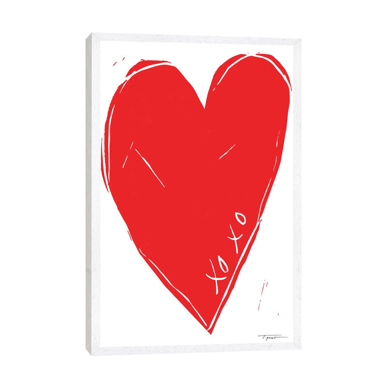 XOXO Heart 1 Piece Wall Art on Canvas, 66.04 cm H x 45.72 cm W, White Framed