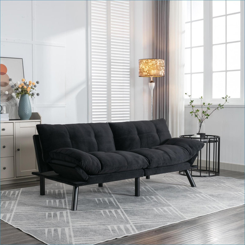 Canapés, canapé-lit convertible 2 places pour petits appartements | Noir | Rembourré