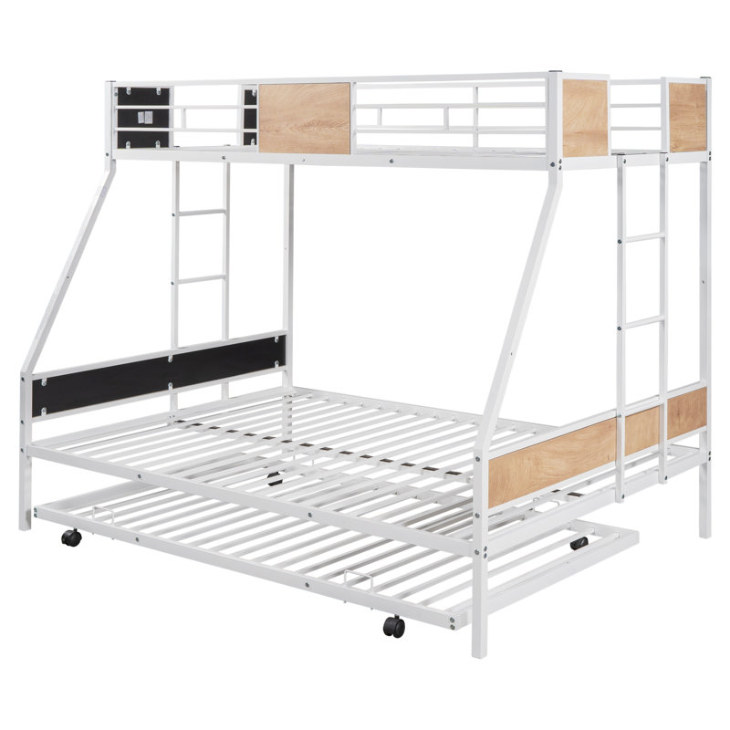 Brumbaugh Kids Twin Over Full Bunk Bed with Trundle, White/Oak