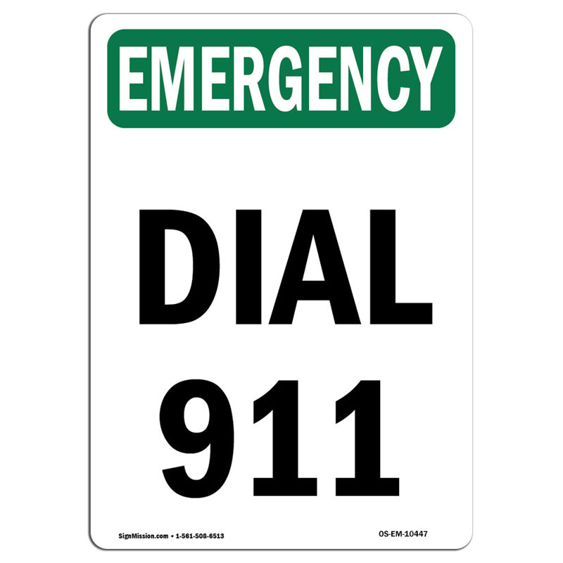 Cadran 911, panneau en aluminium 12 x 18, H 18 po x l 12 po x P 0,1 po