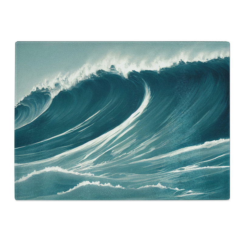 Quirky Ocean Wave  Glass Chopping Board