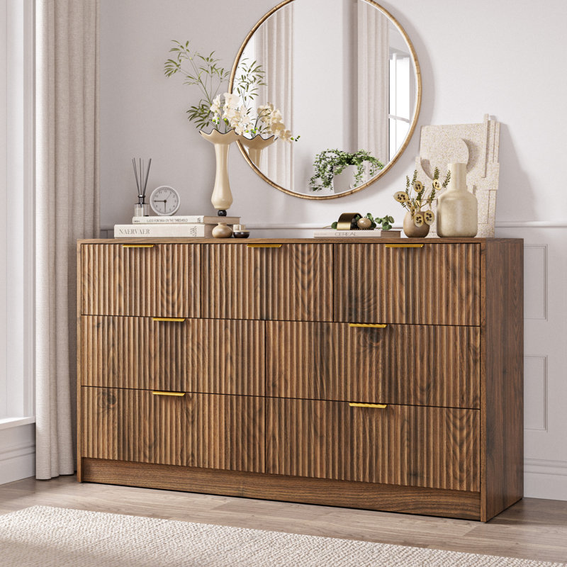 Modern Fluted 7-Drawer Dresser, 55" Wide Bedroom Chest