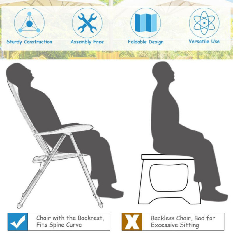 Ensemble de 4 chaises de patio pliantes avec dossiers réglables