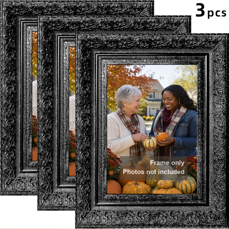 Cadre photo 3 pièces 8 "x 10" noir pour décoration intérieure
