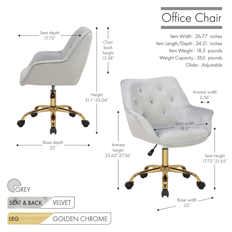 Chaise de bureau Nora, gris