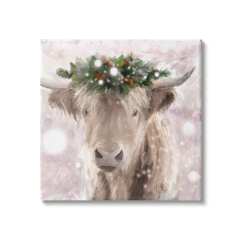 Motif de lueur rose abstraite de la couronne d'hiver par Sarah Butcher - Peinture, H 36 po x l 36 po x P 1,5 po, Toile tendue