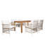 Ensemble de salle à manger d'extérieur 7 pièces en bois, table rectangulaire de 170 cm de long avec 6 chaises en rotin pour piscine, jardin, terrasse, style naturel