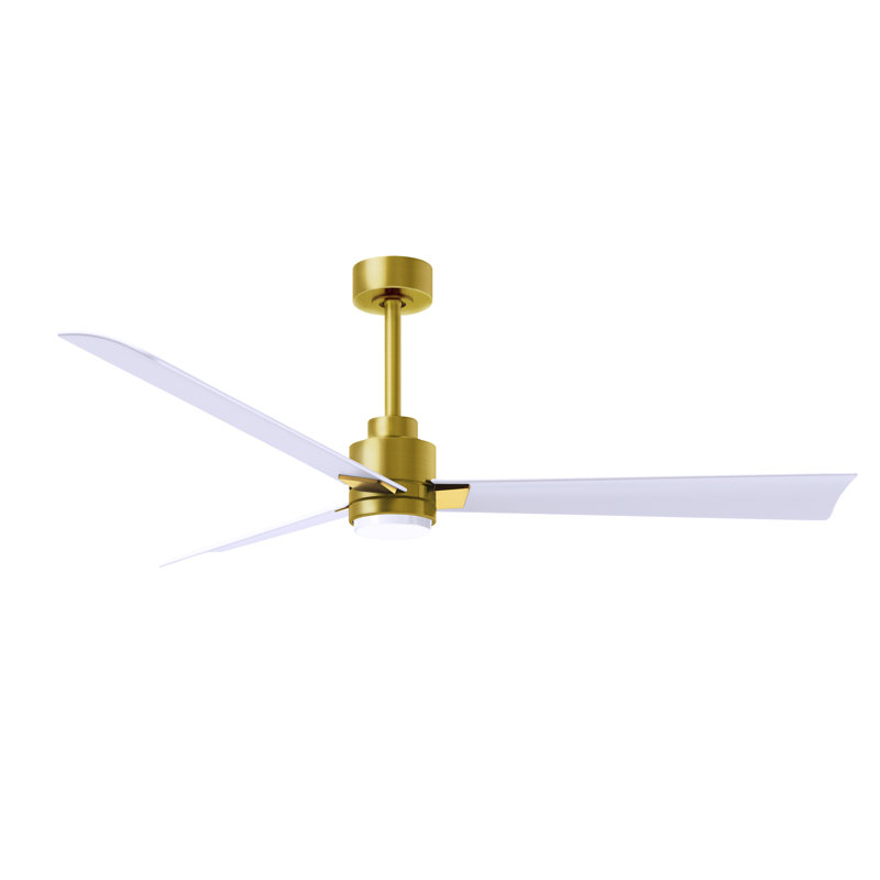 Ventilateur de plafond Alessandra, Blanc mat, Laiton brossé, 56"