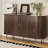 55" Mid-Century Modern Sideboard With Tambour Sliding Doors, Oval Coffee Bar Cabinet With Adjustable Shelf-947447191-947447197