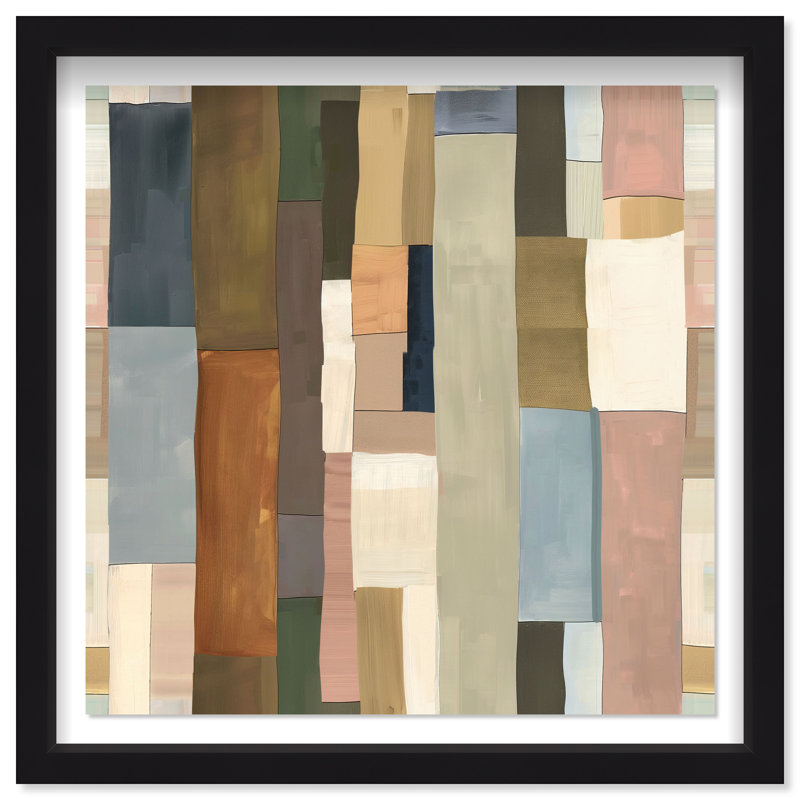 Woven Earthscape Shadowbox Abstract Print by Oliver Gal, Black Frame, 12 x 12, 25.5"H x 25.5"W, Black Frame