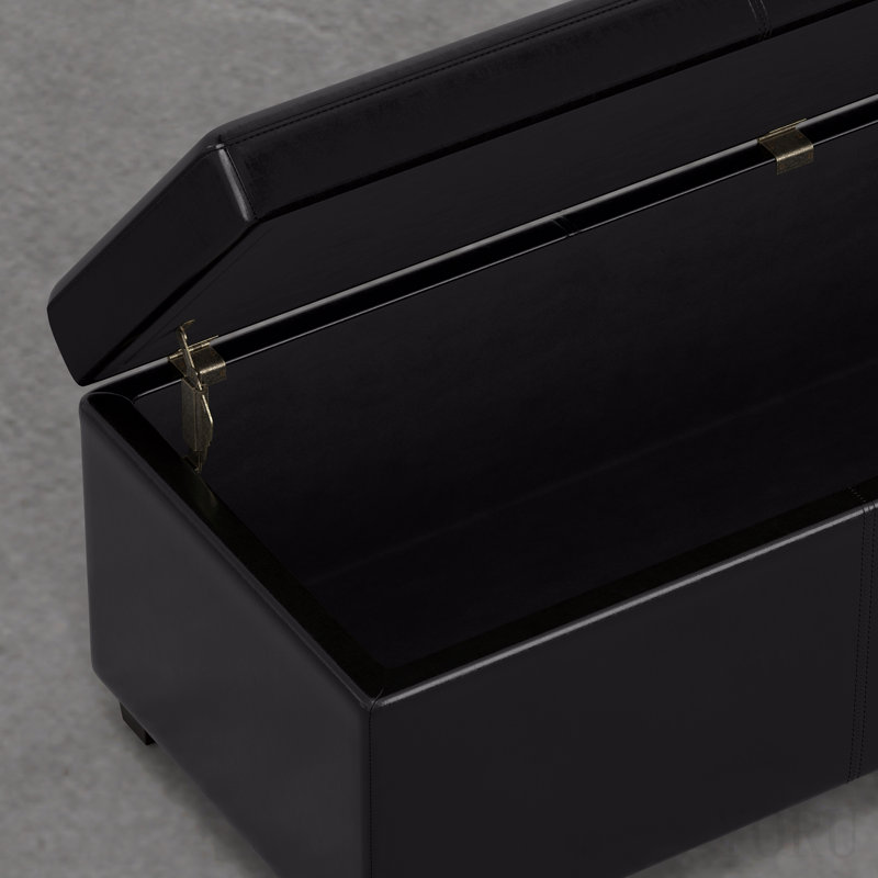 Très grand banc repose-pieds avec rangement, Black, Black