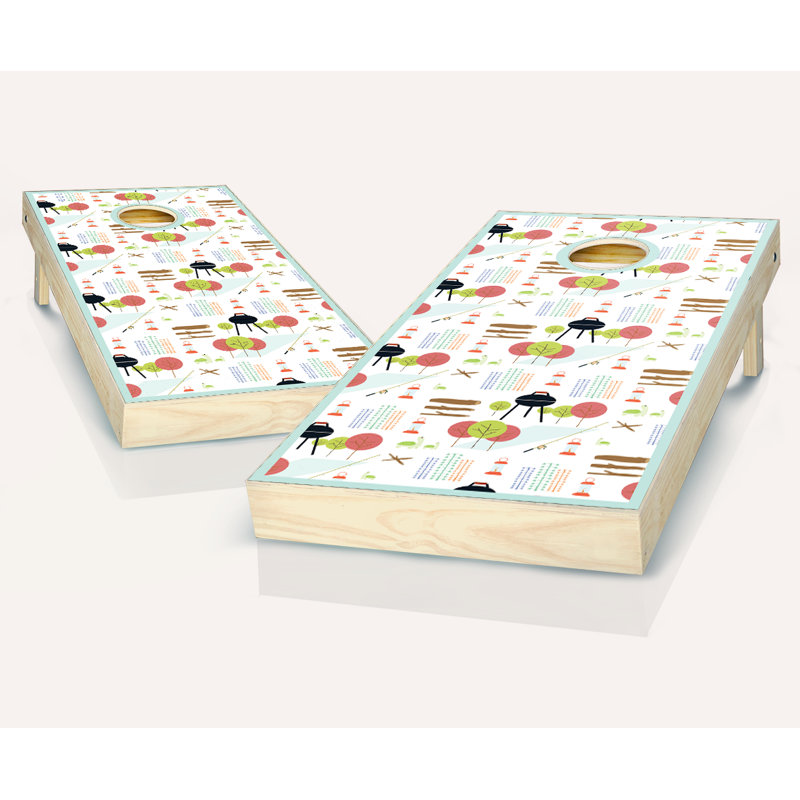 Ensemble de cornhole en bois massif 2 'x 4' avec sacs, Rouge / Jaune
