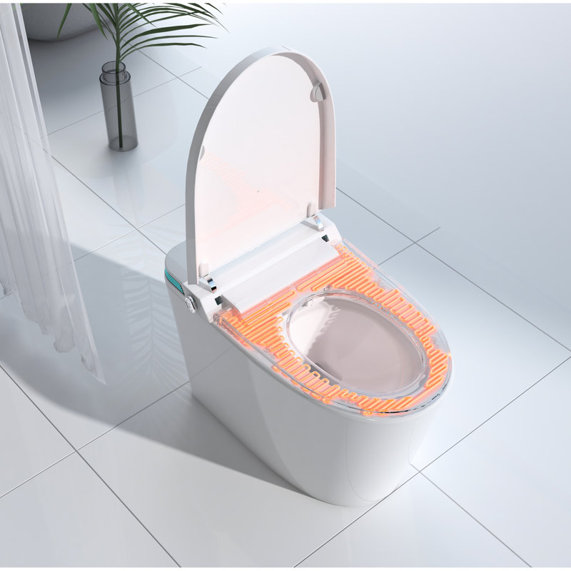 Toilette de luxe avec lavage pulsé, affichage à DEL - siège chauffant à température réglable blanc intelligent et chasse automatique
