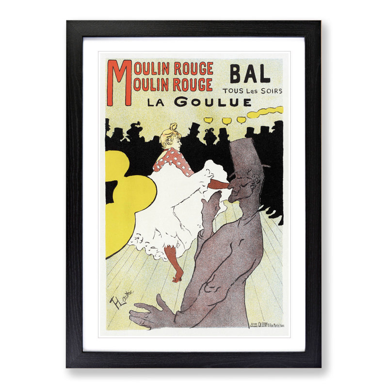 Cabaret La Goulue Vol.2 by Henri de Toulouse-Lautrec - Picture Frame Painting, Black Framed, 65cm H x 48cm W x 2cm D