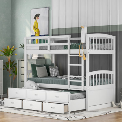 Tanvir Kids Twin Over Twin Bunk Bed with Trundle with Drawers
