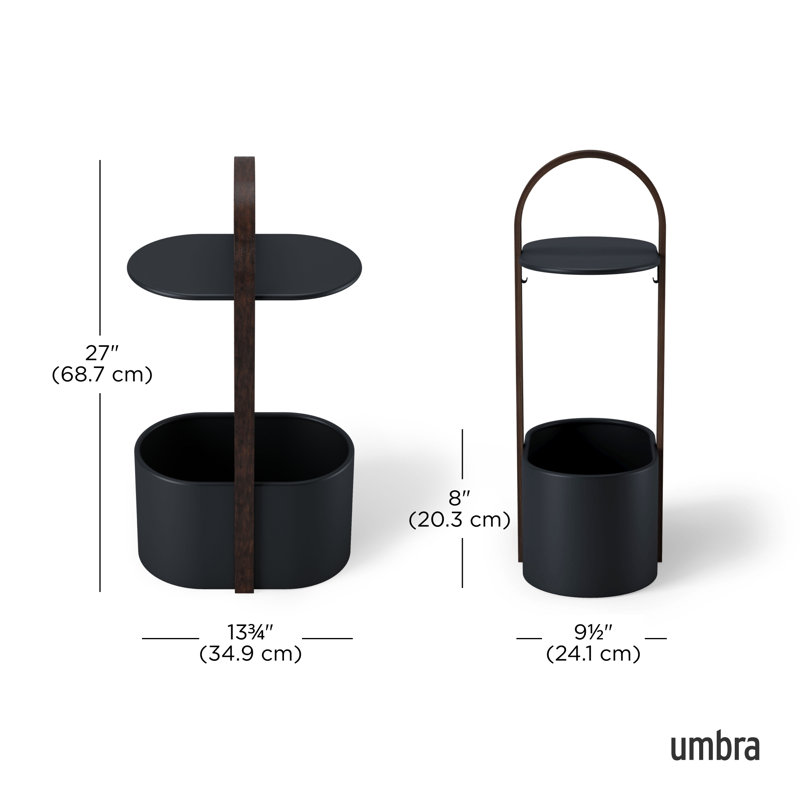 Bellwood Modern Round Wood & Metal Storage Side Table