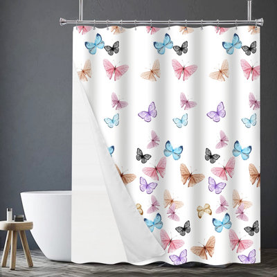 14PC Butterfly Colour Shower Curtain Set