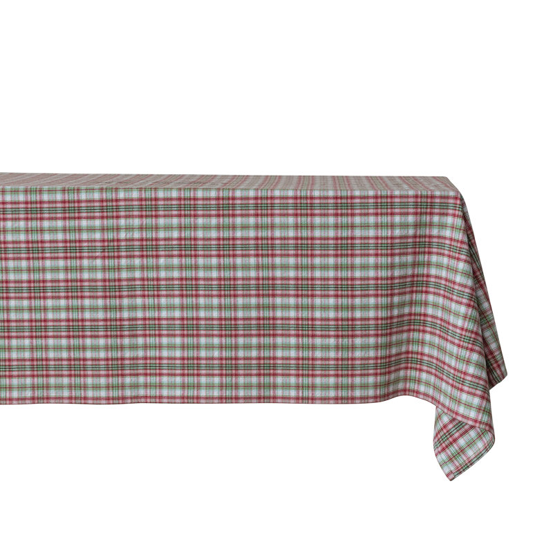 Woven Cotton Table Cloth W Plaid Pattern