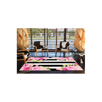 Tapis à rayures rose et rose