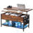 Coffee Table, Lift Top Coffee Table with Fabric Storage Bag, Small Coffee Table with Charging Station & USB & LED Light, 4-in-1 Coffee Tables for Living Room & Office, Brown