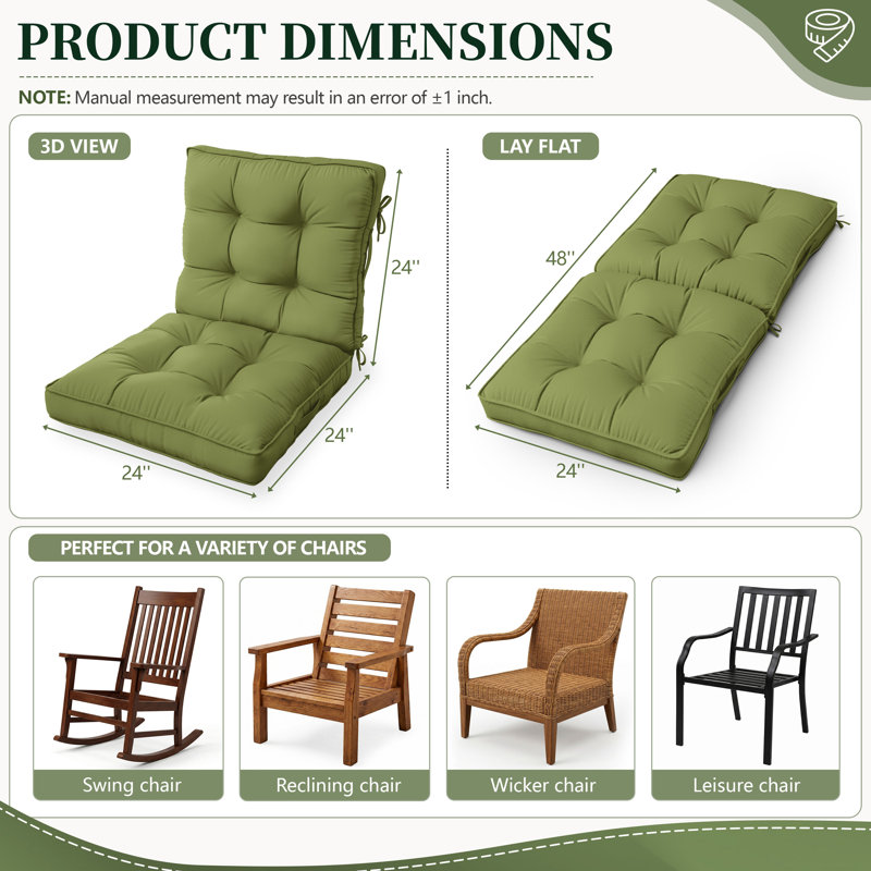 Coussins de siège / dossier d'extérieur et d'extérieur 24 X 24, coussins seulement (ensemble de 1), 1, Pois vert
