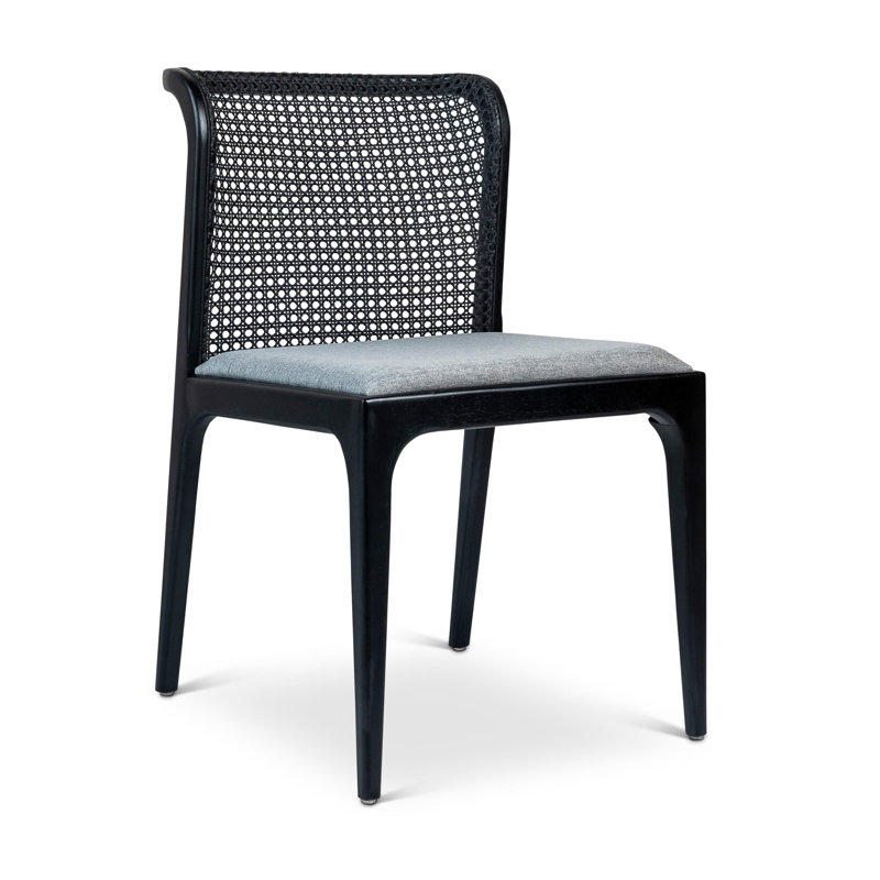 Modern Brazilian Upholstered Dining Chair, Essence Gray/Ebano Frame