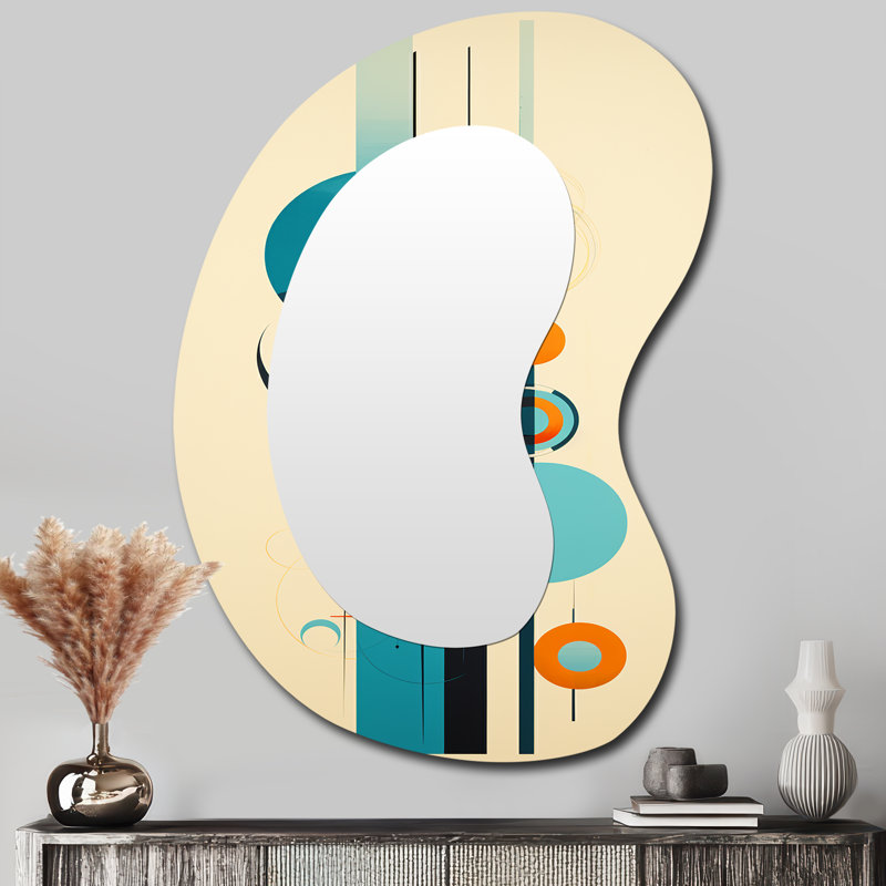 Grand miroir mural géométrique géométrique bleu, 39 po x 28 po