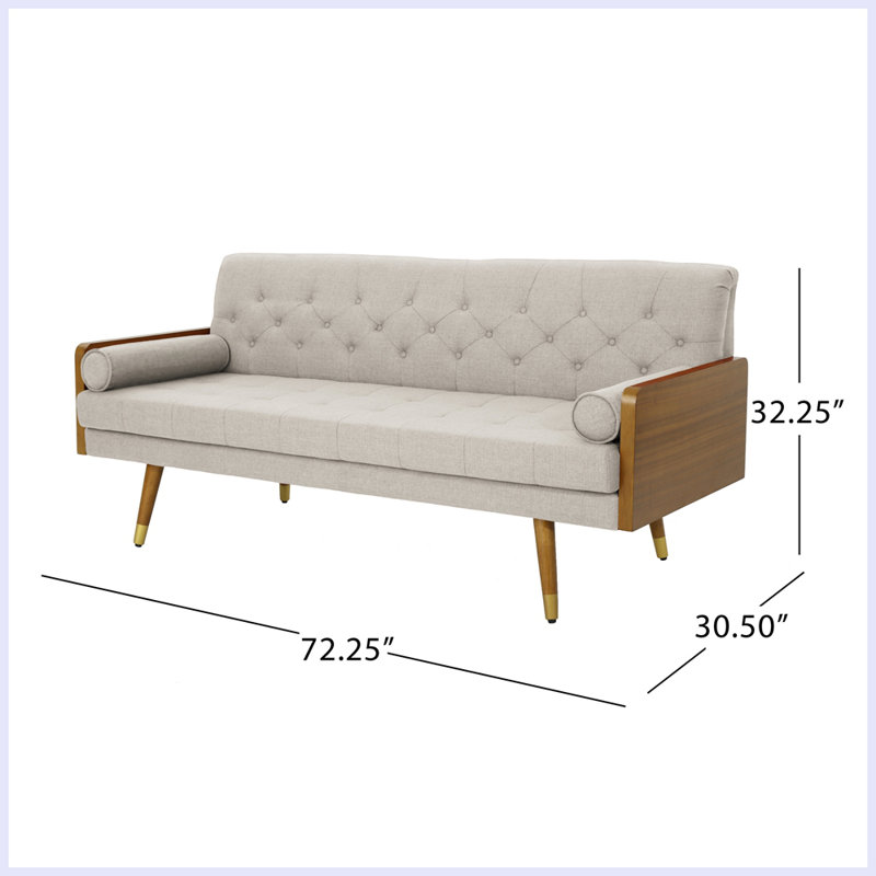 Canapé en tissu Mid-Century, Beige